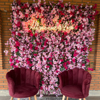 Toile de fond murale MoKtong 5D violette avec fleurs artificielles en soie, roses, hortensias et verdure pour la décoration de scène d'événements formels