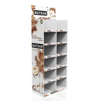 FUSSEN Présentoir en carton pliable personnalisable pour snacks et noix - Étagère de vente au détail autoportante à 4 niveaux pour un design réutilisable
