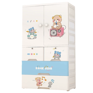<span class=keywords><strong>Armoire</strong></span> de Rangement Double Porte pour Enfants, Meuble de Chambre Bébé, Penderie en Plastique pour Bébés de 0 à 6 Ans - Offre Spéciale - Product Image 5
