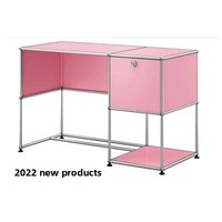 Système d'armoires modulaires, bureau de chambre, poste de travail informatique, unité de rangement minimaliste moderne en acier inoxydable, mobilier pour hôtel et maison