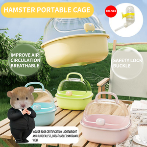 Jaula Portátil para Hámster con Accesorios para Mascotas Pequeñas, Cierre de Botón, Bandeja de Plástico y Caja de Arena - Product Image 2