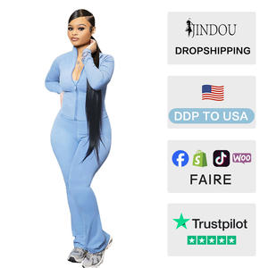 2025 nuovo set da <span class=keywords><strong>donna</strong></span> autunno <span class=keywords><strong>inverno</strong></span> Jogger Fitness in due pezzi giacca sportiva con Zip e tute con cinturino - Product Image 2