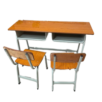 Bureau et chaise de classe personnalisables, hauteur réglable, bureau d'étude pour étudiants, bureau d'école, 2 places avec deux chaises