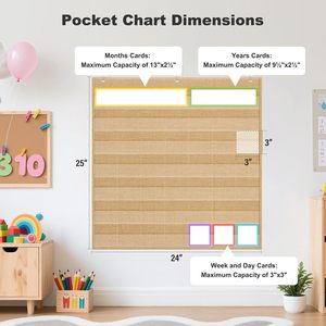 Classroom Monthly <b>Calendar</b> Pocket Chart 2.75x2.75 Inches Polyester Time Management Back To School Rectangle Panel Format - Product Image 4