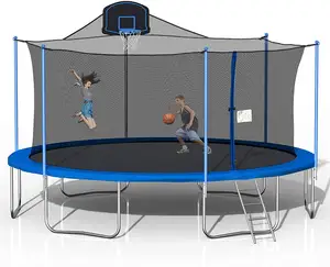 10FT Garden Trampoline With Safety Enclosure Net Combo Bounce Jump Outdoor Fitness PVC Spring Cover Padding Kids Trampoline