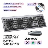 Set Keyboard dan Mouse Nirkabel 2.4G 108-Tombol, Ukuran Penuh, Tiga Tingkat DPI, Mode Tidur