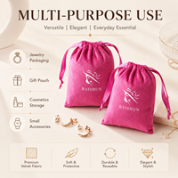 Sac en velours personnalisé recyclable pour bijoux, avec cordon de serrage, idéal pour colliers et boucles d'oreilles, impression sérigraphique douce, vente en gros
