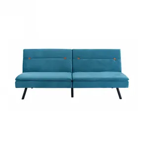 Nisco Promotional Futon, Convertible Sofa Bed and Couch with toppers, Skype Blue