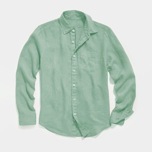 Chemise 100% Lin Écologique Coupe Ample Décontractée Camisas Vente en Gros Chemise en Lin pour Hommes - Product Image 1