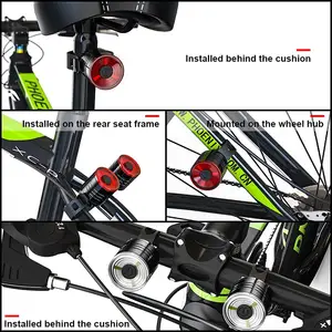 Tija de sillín inteligente para bicicleta de montaña, luces traseras recargables, luz de advertencia de freno