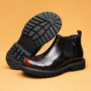 Botas de Trabajo para Hombre, Primavera-Otoño, con Cordones en el Tobillo, Cuero Genuino, Diseño de Leopardo en Relieve, Suela de Cuero Sólido, Impermeables y Antideslizantes - Product Image 5