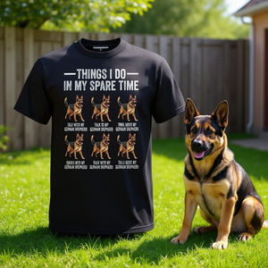 Camiseta para papá y mamá de perros pastor alemán, unisex, de manga corta, cuello redondo, impresión digital - Product Image 3