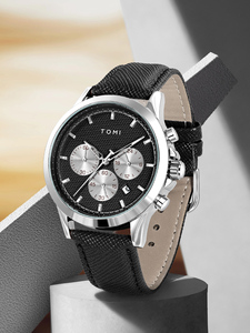 <span class=keywords><strong>Montre</strong></span> de sport de luxe TOMI avec mouvement <span class=keywords><strong>Seiko</strong></span>, <span class=keywords><strong>bracelet</strong></span> en <span class=keywords><strong>cuir</strong></span>, boîtier en alliage, cadran à aiguilles - Product Image 5