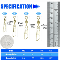 50Pcs Konektor Putar Pancing dengan Pengunci Tembaga, Konektor Snap Swivel Kekuatan Tinggi, Aksesoris Rig Pancing Umpan