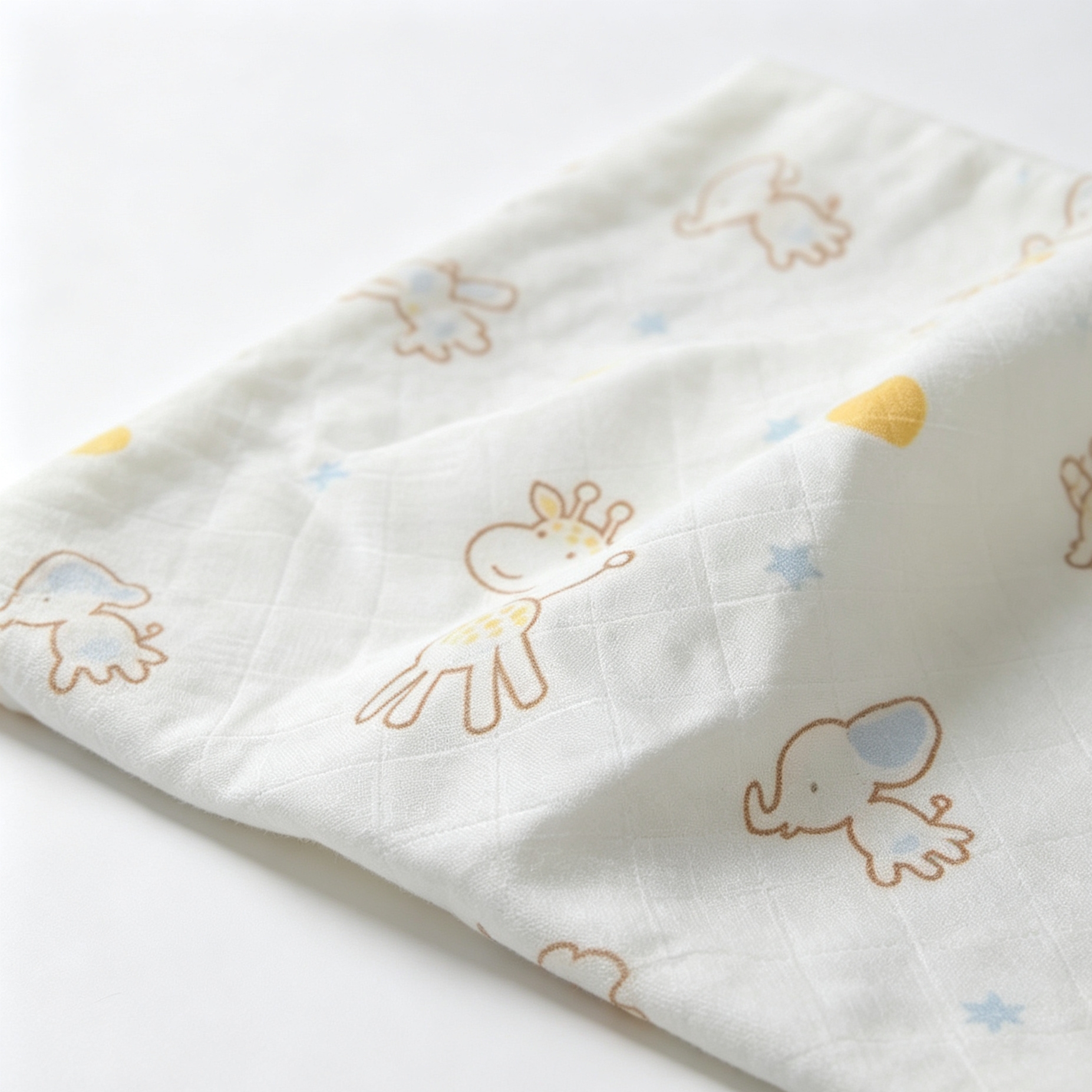 Custom Printed Bamboo Cotton Check Fabric With Elephant Pattern, NO MOQ, 1 Meter Minimum Accepted