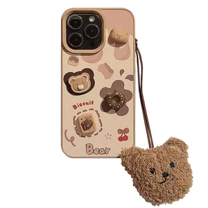 3d Cookie Beer Pu Huid Tpu Telefoon Bescherming Case Met Schattige Opknoping Riem Voor Iphone 15 Pro 14 Plus 14 Pro 13 Pro Max 12 11 X