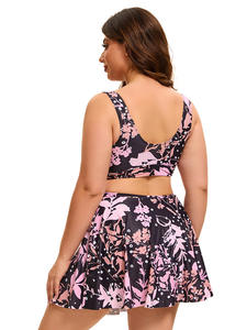 Traje de baño de Fitness transpirable respetuoso con el medio ambiente para mujer europea americana elegante patrón sólido estampado recortado diseño de espalda Sexy Plus - Product Image 4