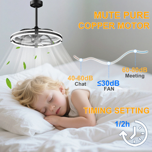 23.6in Minimalist <b>Ceiling</b> Fan <b>Light</b>, 3000K-6500K <b>Dimmable</b> <b>LED</b> Fandelier, Reversible Silent Copper Motor for Living Room Bedroom - Product Image 4