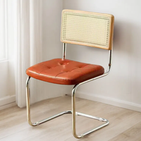Chaise de salle à manger cantilever moderne du milieu du siècle, modèle Cesca, avec structure tubulaire chromée, dossier en rotin et assise en cuir, pour la maison et les restaurants