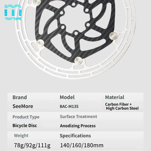SeeMore 自行车刹车盘 140/160/180mm 碳纤维盘式刹车盘 6 螺栓 44mm 螺纹轮毂刹车盘 - Product Image 5