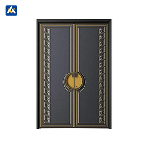 עיצוב יוקרה מותאם אישית דלתות הבית מתכתי שיורית הוריקן דלתות כניסה חיצונית אלומיניום - Product Image 1