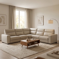 Ensemble de canapés inclinables électriques en cuir véritable de luxe moderne en forme de L, zéro distance murale, pour salon et home cinéma, avec port de charge USB et éclairage LED