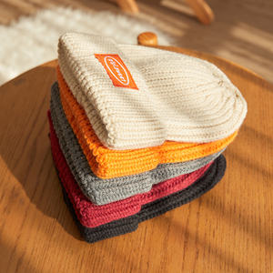 Gorro de punto térmico de Color liso para hombre, boina con Logo personalizado, 100% acrílico, para otoño e invierno, venta al por mayor - Product Image 3