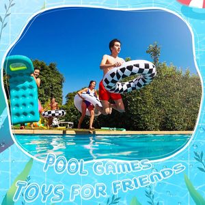 6 Pack Black and White Checkered <b>Inflatable</b> Swim Rings <b>for</b> <b>Pool</b> Beach - Product Image 6