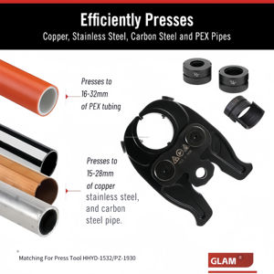 Kompaktes Profi-Presswerkzeug der Compact-Serie, Universeller Elektrisch-Hydraulischer Rohraufsatz, Leichte Pressbacke aus legiertem Stahl zum Crimpen von PEX und Edelstahl - Product Image 3