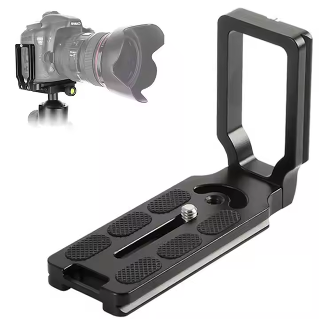 Quick Release L-Shaped Bracket with 1/4'' Aluminum Alloy Screws for Canon/Nikon/SONY/DSLR Cameras/LED Lights/Monitors