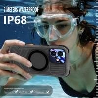 SHELLBOX TPU+PC Desain Armor Bersertifikasi IP68 Permukaan Matte Anti-jatuh di Sudut 100% Tahan Air dengan Cincin Magnetik untuk Ponsel