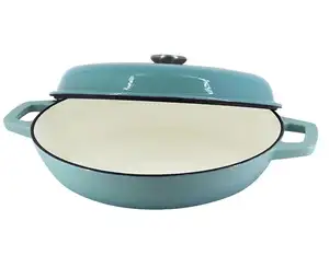 Wholesale Cookware Round Shape Seafood Pot Cast Iron Enamel Dutch Ovens 30 Cm Shallow Casserole Pots Insulated Food Warmer