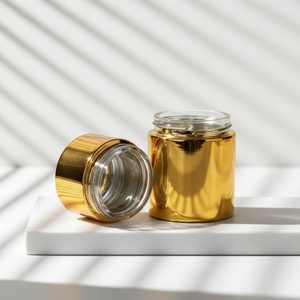 Hot Selling Luxury Electroplated Gold 50ml Cosmetic Cream Glass Jar Glass Cream Jar Cosmetic <b>Container</b> - Product Image 5