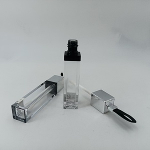 Tube carré transparent vide pour brillant à lèvres, contenant cosmétique avec couvercle à sangle, flacon portable pour gloss - Product Image 4