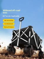 Chariot pliable à quatre roues en alliage d'aluminium et tissu Oxford 600D pour le camping, les courses, le rangement, les pique-niques et les voyages, grande taille