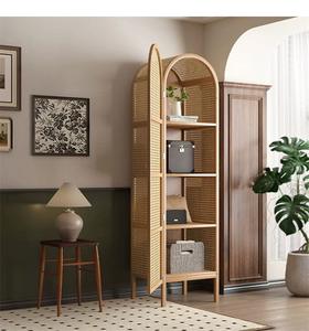 <span class=keywords><strong>Armoire</strong></span> de rangement en bois massif et rotin, design minimaliste, portes à charnières, petit espace, appartement, chambre à coucher, salon - Product Image 6