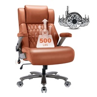Grande chaise de bureau d'ordinateur de direction marron à dossier haut avec roues en caoutchouc Chaise de bureau ergonomique rembourrée épaisse pour les maux de dos