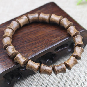 Golden Sandalwood <b>Bracelet</b> 10*12MM Bamboo Joint Style Unisex <b>Couple</b> Jewelry Ethnical Design Polished Tree Material - Product Image 3