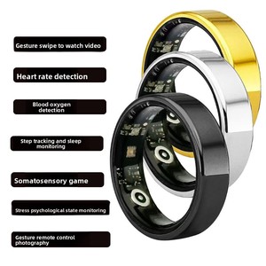 Smart <b>Ring</b> Narrow Bezel Vacuum-Plated <b>Titanium</b> Steel Waterproof Gesture Control Health Monitor Heart Rate Blood Oxygen <b>Titanium</b> - Product Image 1