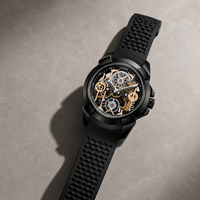Reloj Deportivo de Cuarzo para Hombre con Caja de Aleación, Esfera Esqueletizada y Manecillas, Resistente al Agua 30M, Correa de Silicona - Éxito de Ventas Transfronterizo