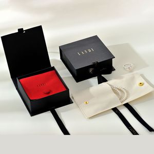 Customized Suede Microfiber Jewelry Buckle Bag One Stop Service <b>Black</b> Magnetic Jewelry <b>Box</b> - Product Image 1