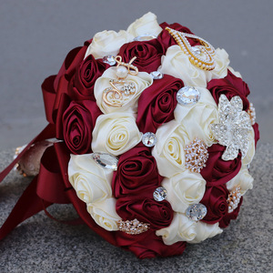 Bouquets de mariée en soie artificielle de luxe, ruban en satin, fleurs artificielles écologiques de haute qualité pour la Saint-Valentin - Product Image 2