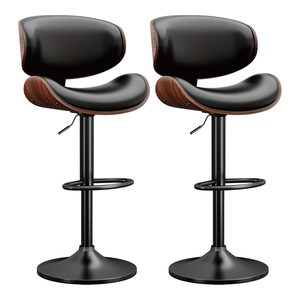 Silla <span class=keywords><strong>de</strong></span> Bar <span class=keywords><strong>de</strong></span> Cuero Sintético, Estilo Rústico, Directo <span class=keywords><strong>de</strong></span> Fábrica, Personalizable, Base <span class=keywords><strong>de</strong></span> Acero, Taburete Giratorio con Altura Ajustable - Product Image 1