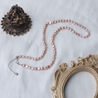 Collier tendance en perles d'eau douce baroques de qualité AAA, violettes, 5-6 mm, sans noyau, avec fermoir en argent sterling massif