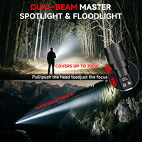 Linterna Táctica LED de Alta Potencia, Largo Alcance, Zoom Ajustable, Impermeable, Recargable, Portátil, para Emergencias al Aire Libre
