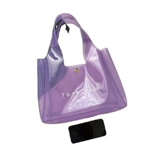 New Fashion Customized PVC Tote <b>Bag</b> with Snap Button Transparent Shoulder Beach Tote for Shopping Promotion Item - Product Image 4