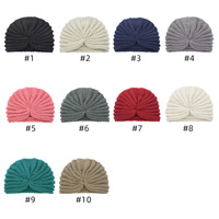 Sombrero de Jersey de nueve Rayas de estilo Europeo Americano para mujer, gorro de punto con puños indios, sombrero de turbante bohemio para Otoño Invierno