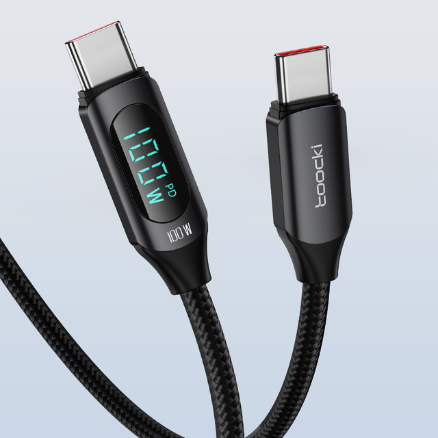 Toocki 100W Type c Cable Fast Charging Led Screen Display c Pd Fast Charging Cable for Phone Charge Cable