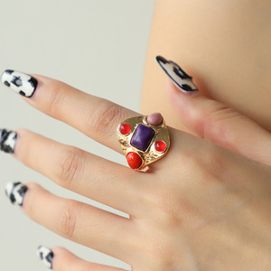 Anillos de Aleación Estilo Vintage Europeo Americano Kenjie, Diseño de Moda Transfronterizo, Piedra Ojo de Tigre Turquesa, Retro - Product Image 3