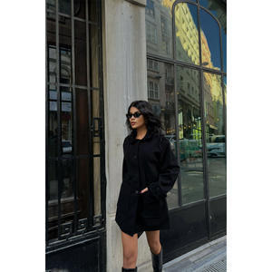 Blazer en cachemire à manches longues noir pour femme, taille S, tissu tissé, automne - Product Image 4